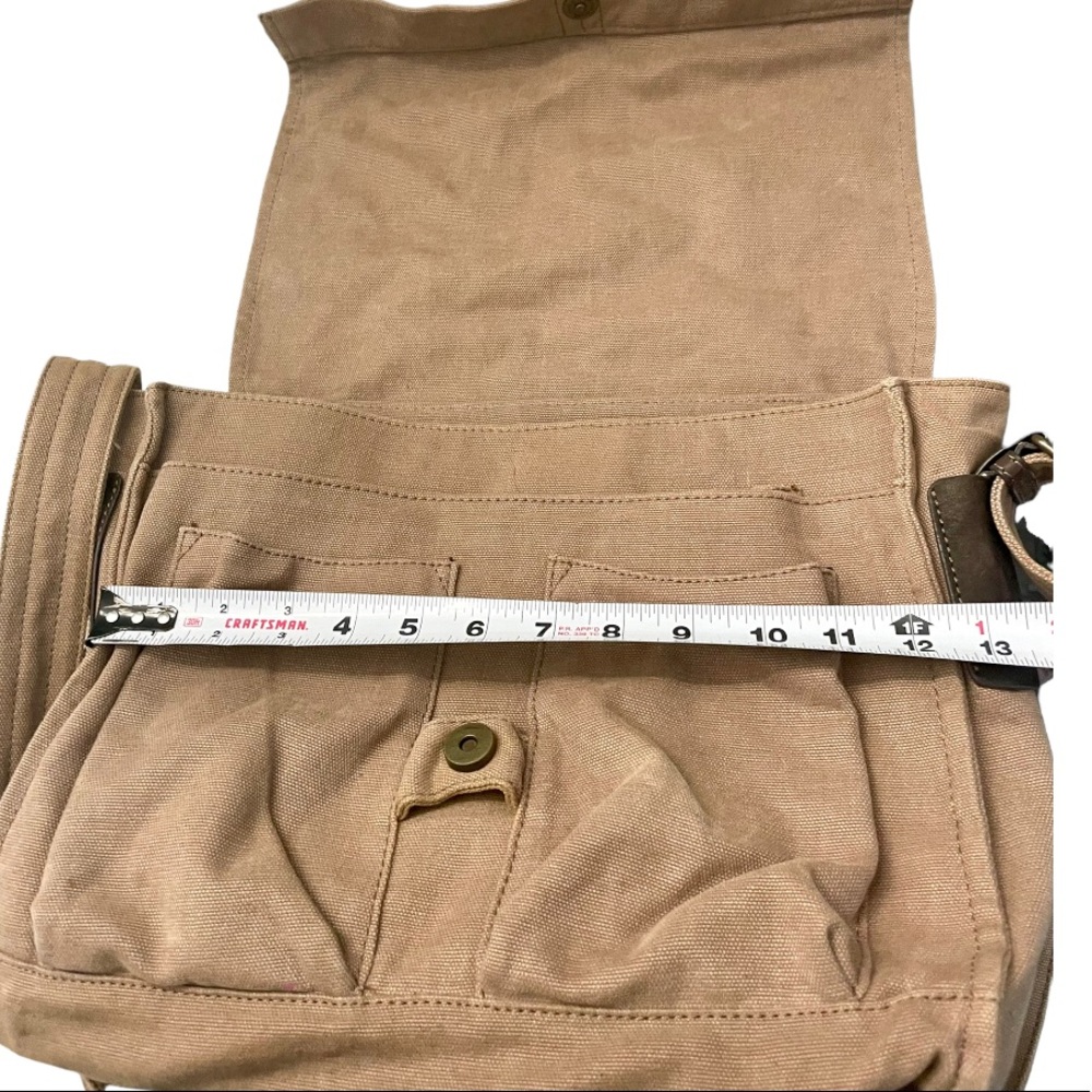 FOSSIL LARGE TAN CANVAS LARGE CROSSBODY BAG - Picture 12 of 13
